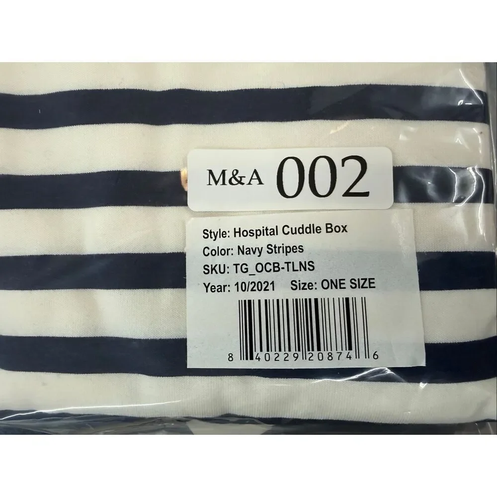 NWT Monica and Andy Newborn Baby Boy Hospital Cuddle Box - Navy Stripes - Receiv